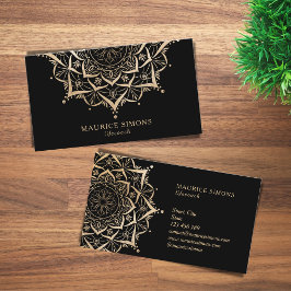 Elegant gold lotus yoga instructeur mandala visitekaartje