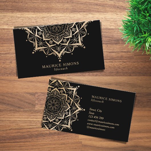 Elegant gold lotus yoga instructeur mandala visitekaartje