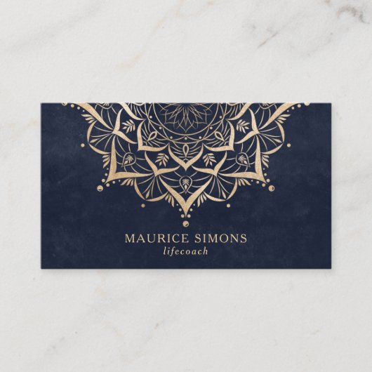 Elegant gold lotus yoga instructeur mandala visitekaartje (Voorkant)