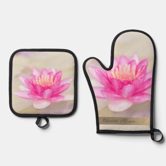 Elegant Gold, Lotus, Yoga Ovenwant & Pannenlap Set (Voorkant)