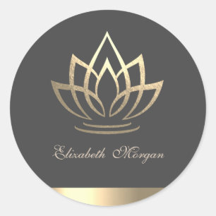 Elegant Gold Lotus, Yoga Ronde Sticker