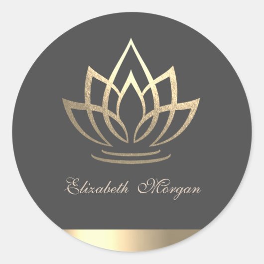 Elegant Gold Lotus, Yoga Ronde Sticker (Voorkant)