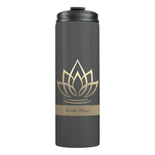 Elegant Gold Lotus, Yoga Thermosbeker