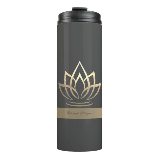 Elegant Gold Lotus, Yoga Thermosbeker (Voorkant)