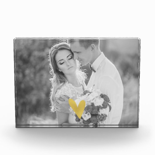 Elegant Gold Love Heart Photo Block Fotoblokken (Voorkant)