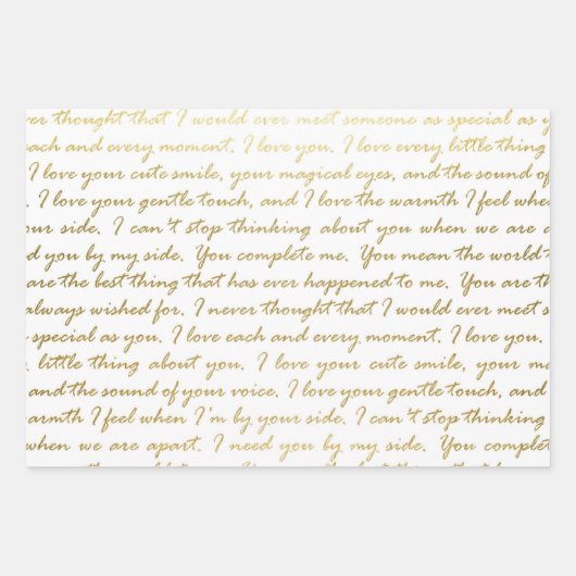 Elegant Gold Love Modern Script Typography Weddens Inpakpapier Vel (Voorkant 3)