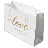 Elegant Gold Love Script Huwelijk op maat gunst Groot Cadeauzakje (Achterkant Gekanteld)