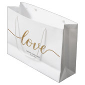 Elegant Gold Love Script Huwelijk op maat gunst Groot Cadeauzakje (Voorkant Gekanteld)