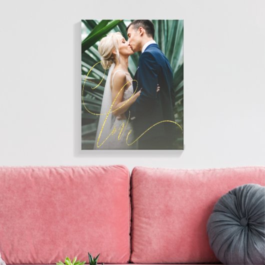 Elegant Gold Love Script Weduwen Canvas Afdruk (Insitu (Woonkamer))