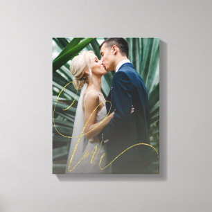 Elegant Gold Love Script Weduwen Canvas Afdruk