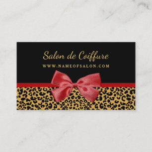 Elegant Gold-luipaard afdrukken met Red Bow Hair S Visitekaartje
