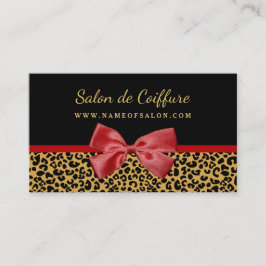 Elegant Gold-luipaard afdrukken met Red Bow Hair S Visitekaartje