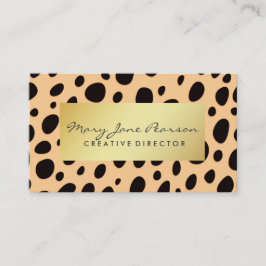 Elegant Gold Luxe Black Peach Cheetah Spots Visitekaartje