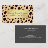 Elegant Gold Luxe Black Peach Cheetah Spots Visitekaartje (Voorkant / Achterkant)
