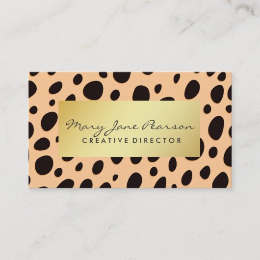 Elegant Gold Luxe Black Peach Cheetah Spots Visitekaartje (Voorkant)