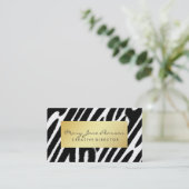 Elegant Gold Luxe Black White Zebra Pattern Visitekaartje (Staand voorkant)