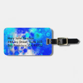 Elegant Gold Luxe Blue Floral Waterverf Bagagelabel (Voorkant horizontaal)