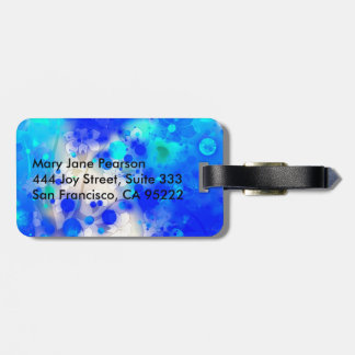Elegant Gold Luxe Blue Floral Waterverf Bagagelabel
