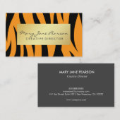 Elegant Gold Luxe gele en zwarte tijgerstripes Visitekaartje (Voorkant / Achterkant)