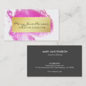 Elegant Gold Luxe roze Waterverf penseelstreken Visitekaartje (Voorkant / Achterkant)