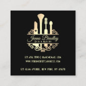 Elegant Gold Makeup Tools Beauty Industry Vierkante Visitekaartje (Achterkant)