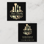 Elegant Gold Makeup Tools Beauty Industry Vierkante Visitekaartje (Voorkant / Achterkant)