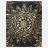 Elegant Gold Mandala Black Design Fleece Deken (Voorkant)