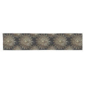 Elegant Gold Mandala Black Design Korte Tafelloper (Horizontaal)