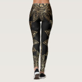 Elegant Gold Mandala Black Design Leggings (Achterkant)