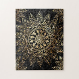 Elegant Gold Mandala Black Design Legpuzzel