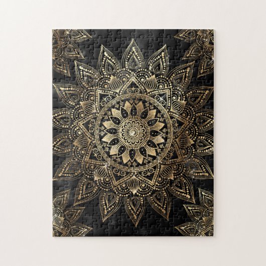 Elegant Gold Mandala Black Design Legpuzzel (Verticaal)