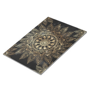 Elegant Gold Mandala Black Design Notitieblok