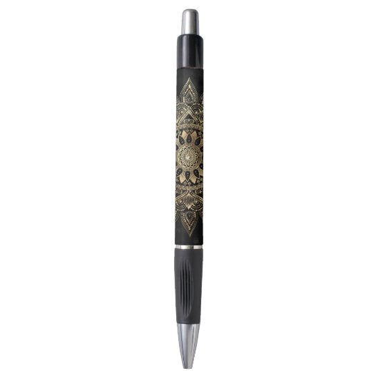 Elegant Gold Mandala Black Design Pen (Voorkant Verticaal)
