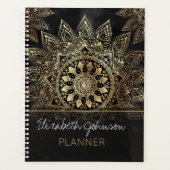Elegant Gold Mandala Black Design Planner (Voorkant)