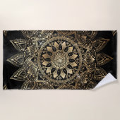 Elegant Gold Mandala Black Design Strandlaken (Voorkant)