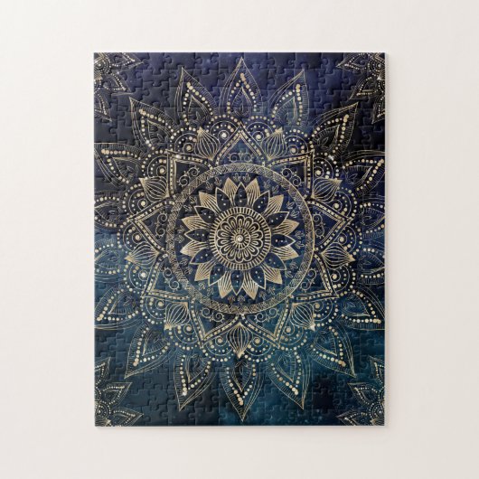 Elegant Gold Mandala Blue Galaxy Design Legpuzzel (Verticaal)