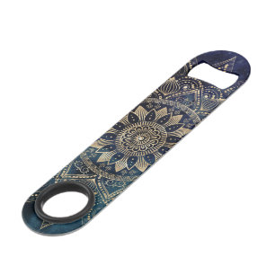 Elegant Gold Mandala Blue Galaxy Design Speed Flessenopener