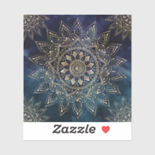 Elegant Gold Mandala Blue Galaxy Design Sticker