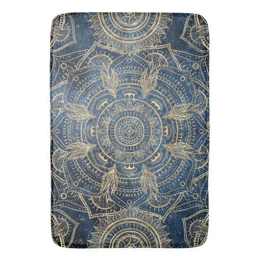 Elegant Gold Mandala Blue Whimsy Design Badmat (Voorkant Verticaal)