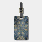 Elegant Gold Mandala Blue Whimsy Design Bagagelabel (Voorkant verticaal)