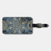 Elegant Gold Mandala Blue Whimsy Design Bagagelabel (Achterkant horizontaal)