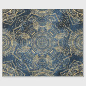 Elegant Gold Mandala Blue Whimsy Design Cadeaupapier (Vlak)