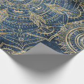 Elegant Gold Mandala Blue Whimsy Design Cadeaupapier (Hoek)