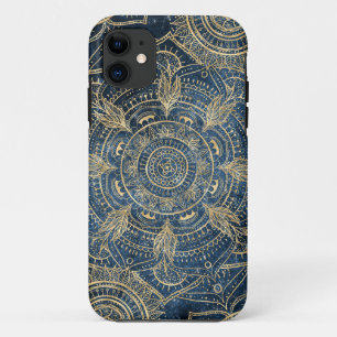 Elegant Gold Mandala Blue Whimsy Design Case-Mate iPhone Case