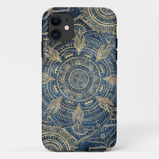 Elegant Gold Mandala Blue Whimsy Design Case-Mate iPhone Case (Achterkant)