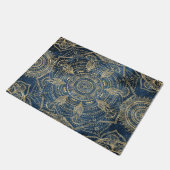 Elegant Gold Mandala Blue Whimsy Design Deurmat (Schuin)