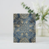 Elegant Gold Mandala Blue Whimsy Design Feestdagenkaart (Staand voorkant)