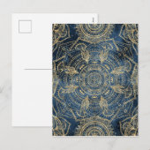 Elegant Gold Mandala Blue Whimsy Design Feestdagenkaart (Voorkant / Achterkant)