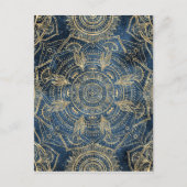 Elegant Gold Mandala Blue Whimsy Design Feestdagenkaart (Voorkant)