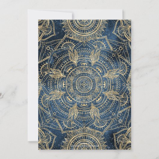 Elegant Gold Mandala Blue Whimsy Design Kaart (Achterkant)